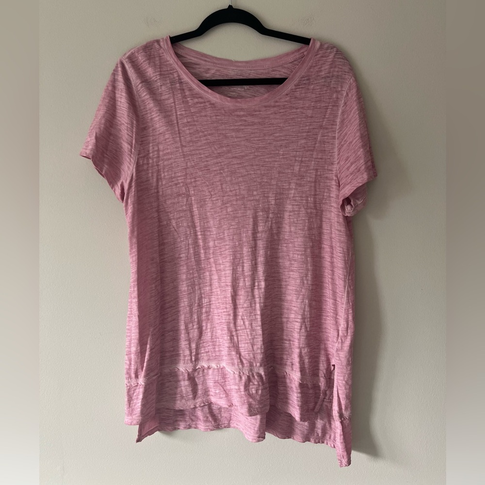 Soft Surroundings Pink Slub Knit Hi-Low Tee Shirt - Size Large